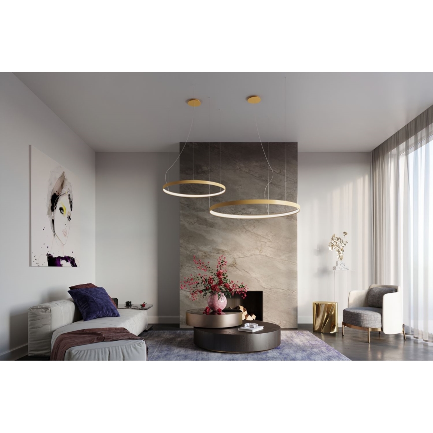 Lustră LED pe cablu RIO LED /50W/230V CRI95 4000K d. 78 cm auriu Thoro TH.181