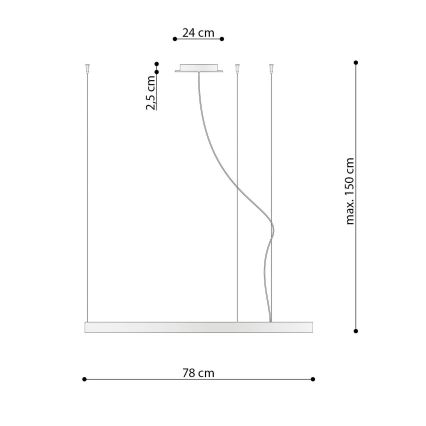 Lustră LED pe cablu RIO LED /50W/230V CRI95 4000K d. 78 cm auriu Thoro TH.181