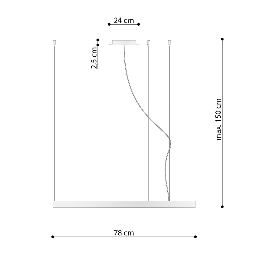 Lustră LED pe cablu RIO LED /50W/230V CRI95 4000K d. 78 cm auriu Thoro TH.181