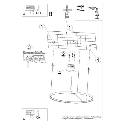 Lustră LED pe cablu RIO LED /50W/230V CRI95 4000K d. 78 cm auriu Thoro TH.181