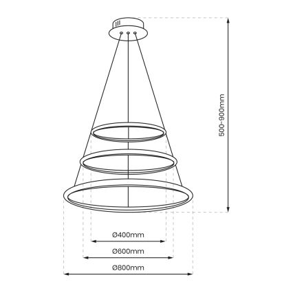 Lustră LED pe cablu ROTONDA LED/93W/230V crom mat