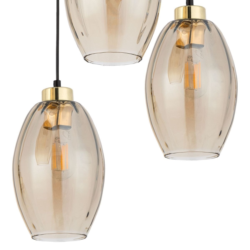 Lustră LED pe cablu SEBO 3xE27/15W/230V negru/bej fumuriu