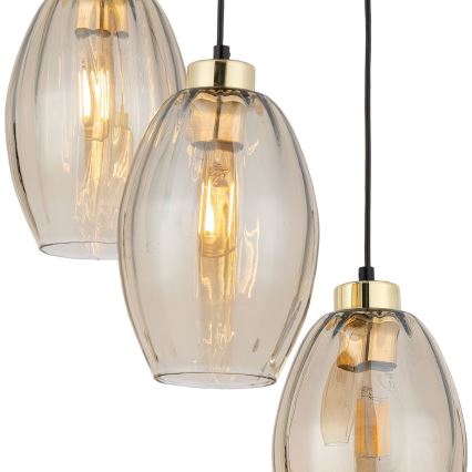 Lustră LED pe cablu SEBO 3xE27/15W/230V negru/bej fumuriu