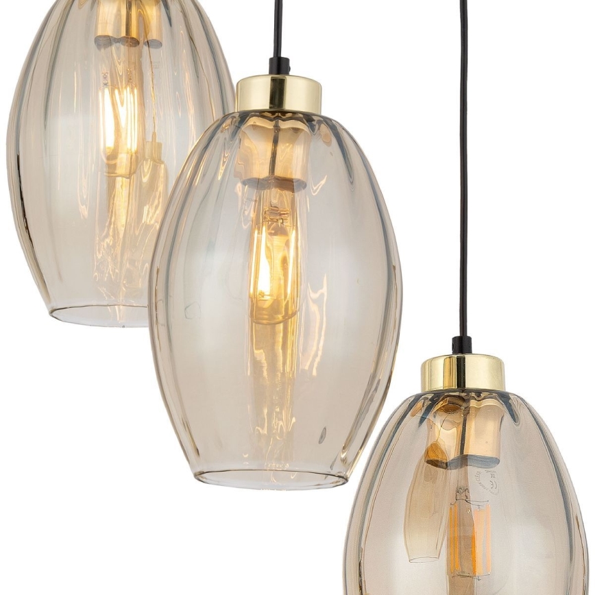 Lustră LED pe cablu SEBO 3xE27/15W/230V negru/bej fumuriu