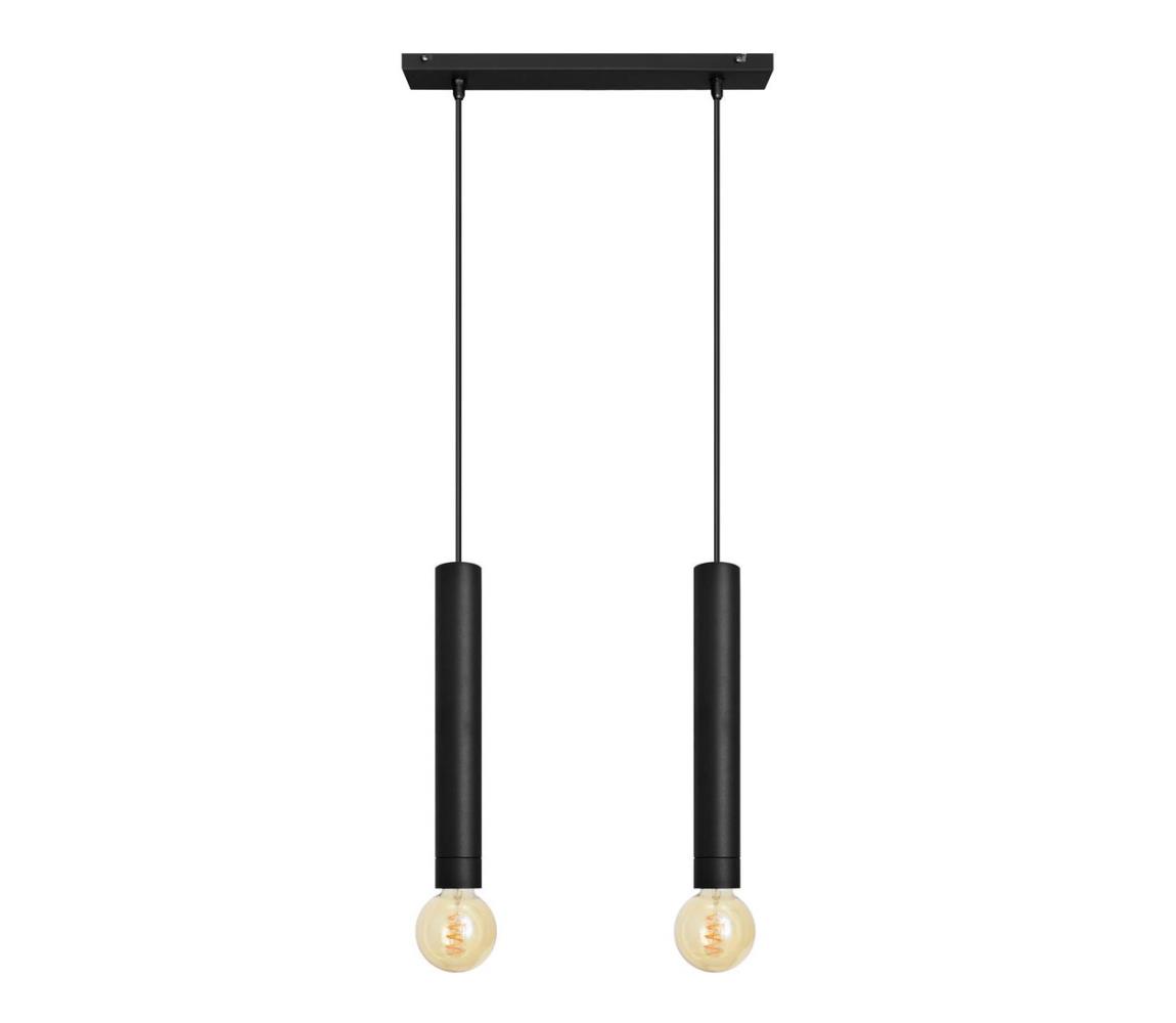 Lustră LED pe cablu TUBA 2xE27/60W/230V neagră
