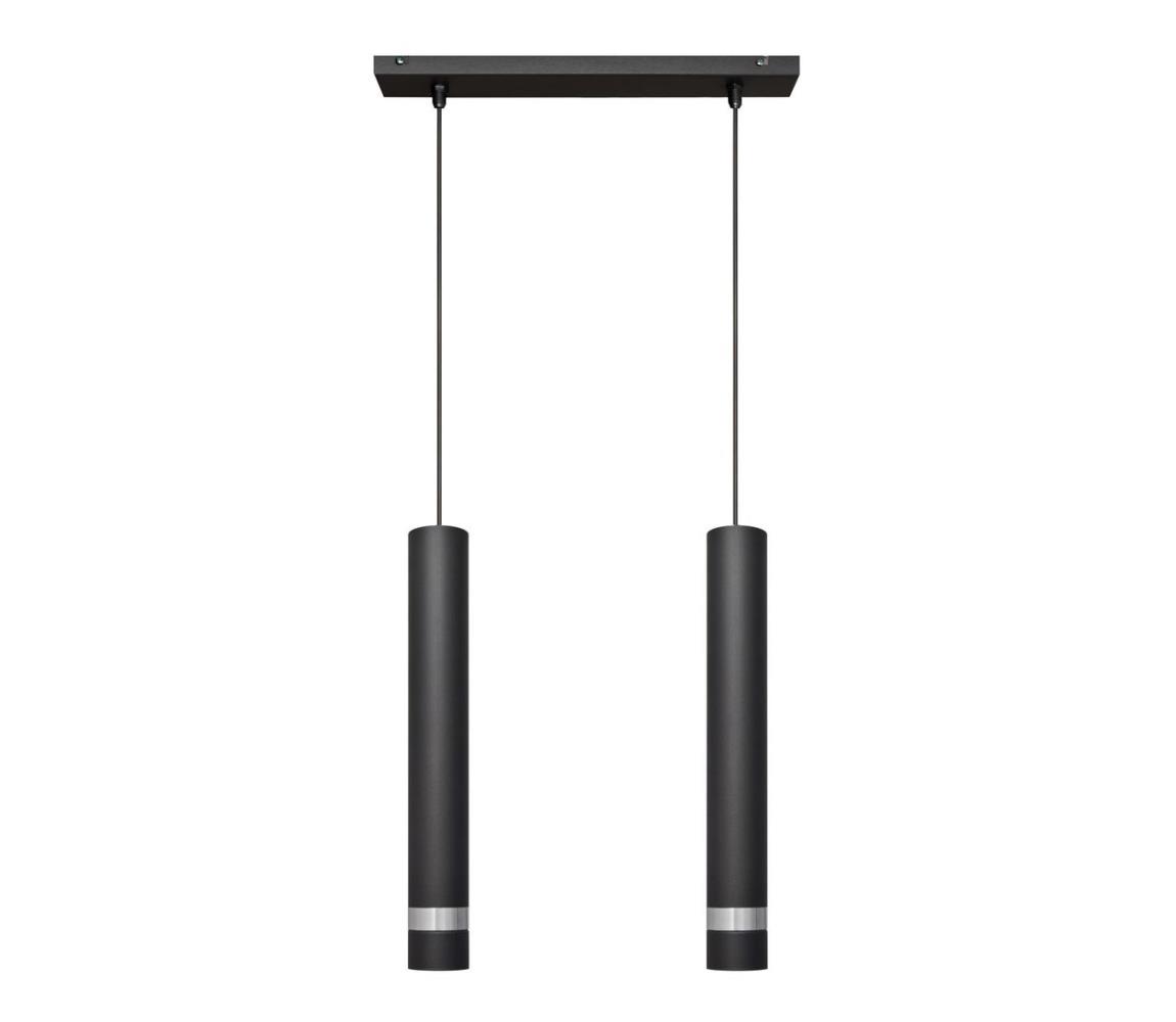 Lustră LED pe cablu TUBA 2xGU10/65W/230V neagră/crom mat