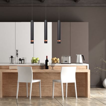 Lustră LED pe cablu TUBA 3xGU10/4,8W/230V neagră/cupru