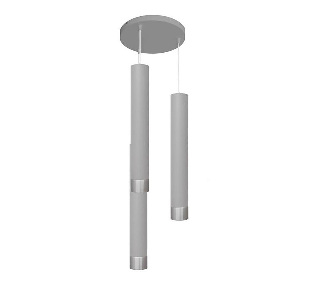 Lustră LED pe cablu TUBA 3xGU10/65W/230V gri/crom mat
