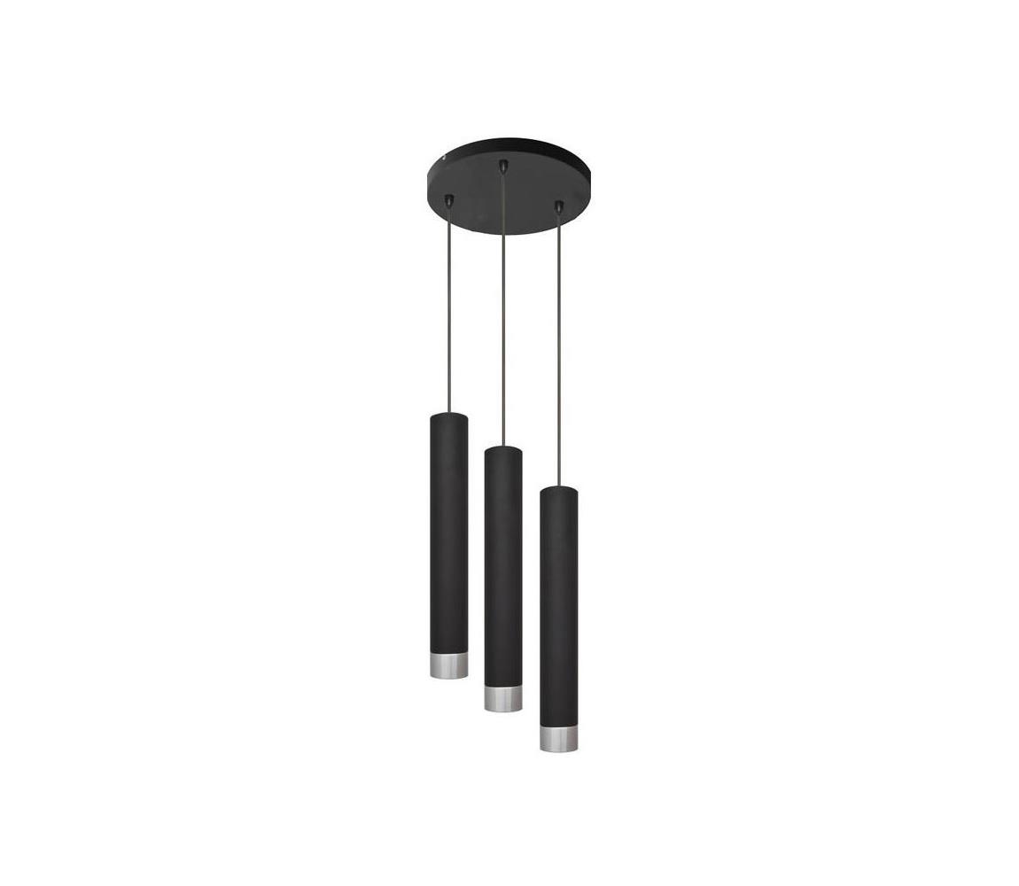 Lustră LED pe cablu TUBA 3xGU10/65W/230V neagră/crom mat