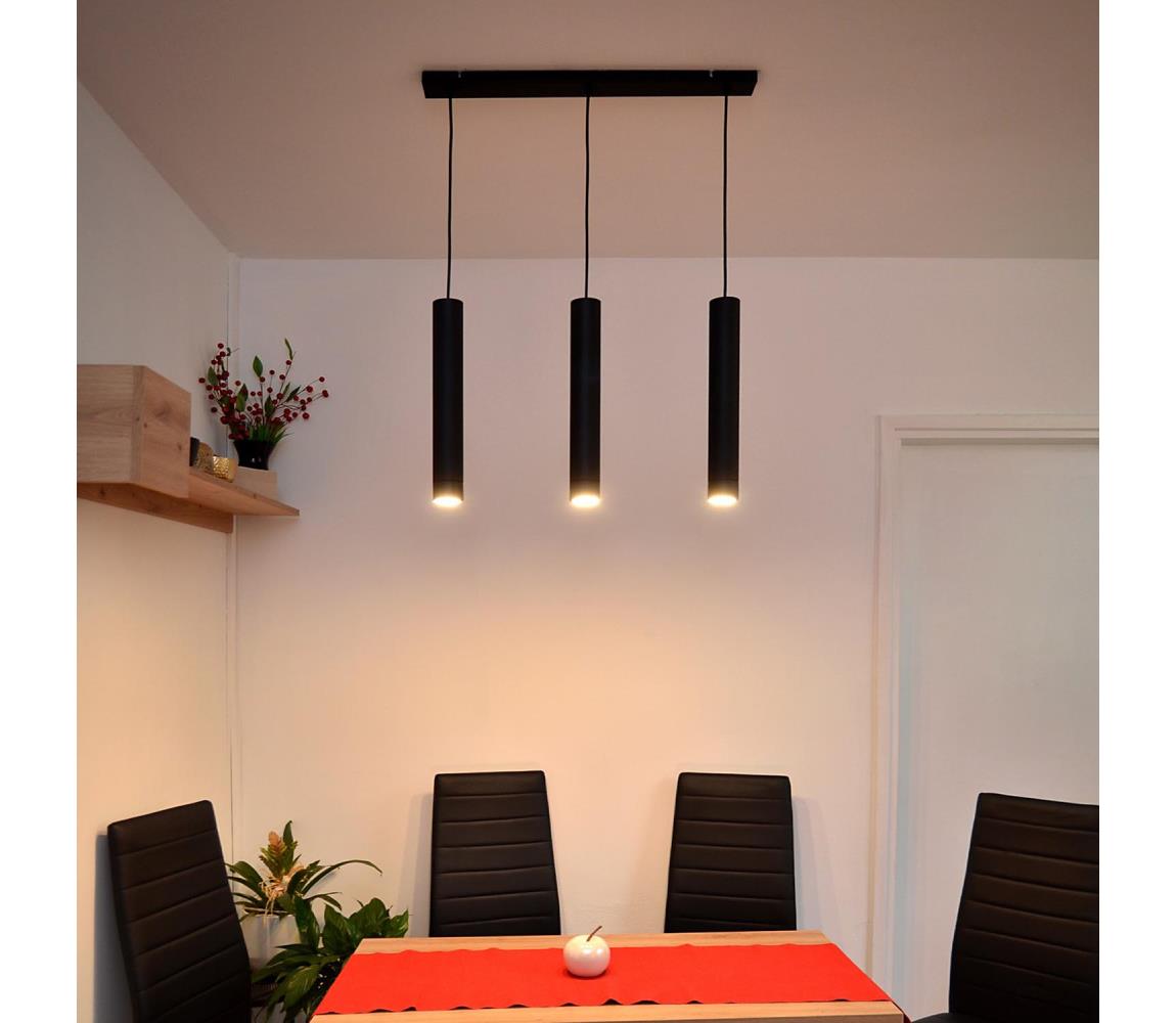 Lustră LED pe cablu TUBA 3xGU10/65W/230V neagră