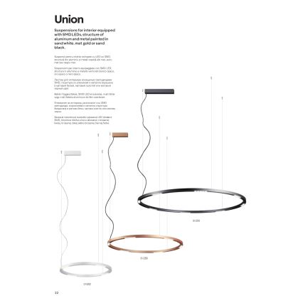Lustră LED pe cablu UNION Redo 01-2207 LED/50W/230V 3000K d. 90 cm negru