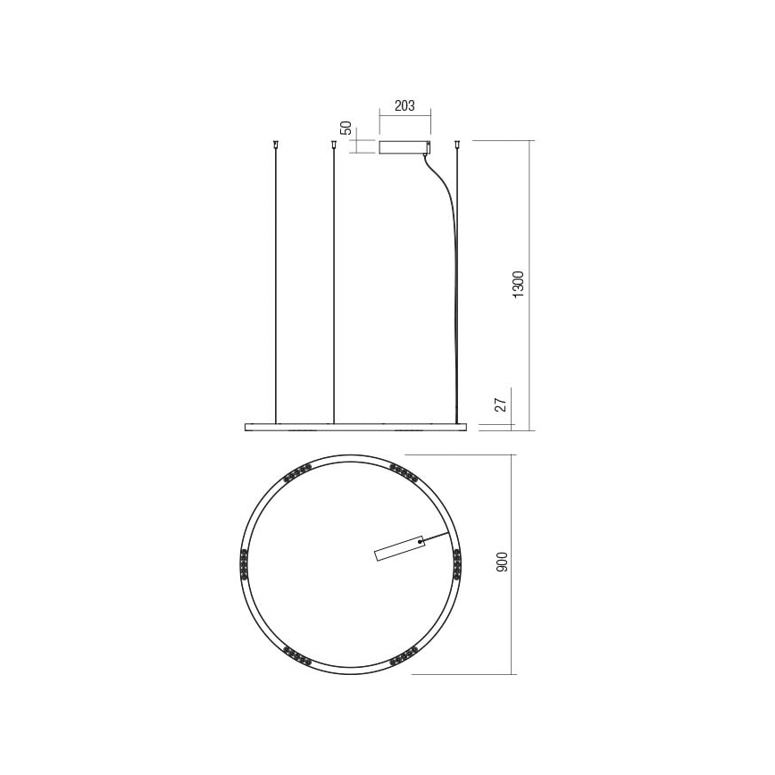 Lustră LED pe cablu UNION Redo 01-2207 LED/50W/230V 3000K d. 90 cm negru