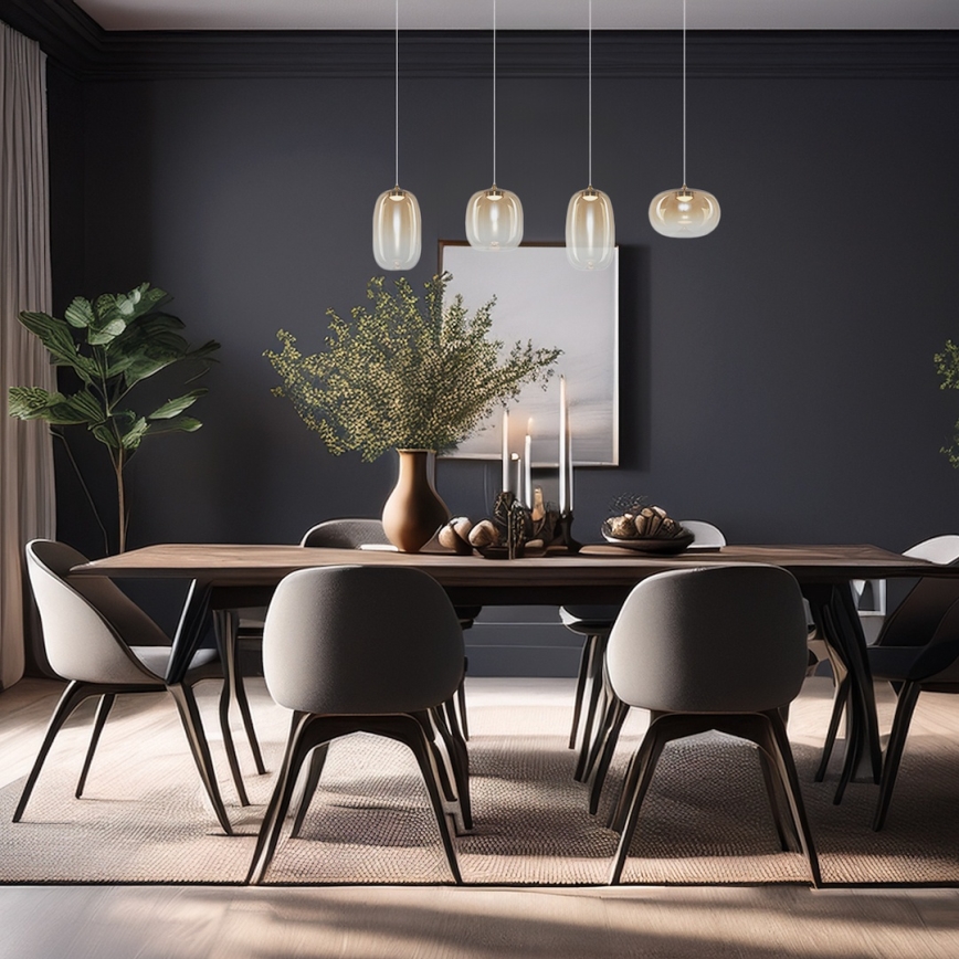 Lustră LED pe cablu VASO LED/15W/230V auriu/fumuriu