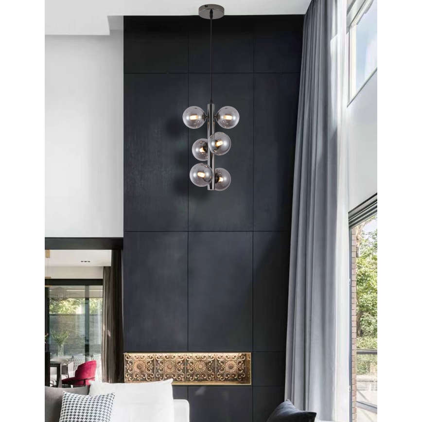 Lustră LED pe cablu Wofi 6014-605W VILLA 6xG9/3W/230V negru