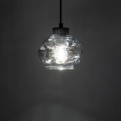 Lustră LED pe cablu ZULIA 1xE27/15W/230V negru/negru fumuriu