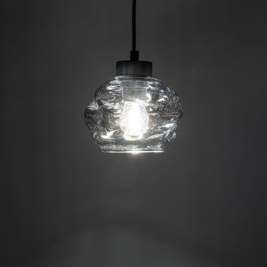 Lustră LED pe cablu ZULIA 1xE27/15W/230V negru/negru fumuriu