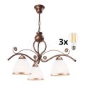 Lustră LED pe lanț Brilagi ANTICO 3xE27/60W/230V bronz patină