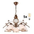 Lustră LED pe lanț Brilagi ANTICO 5xE27/60W/230V bronz patină