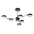 Lustră LED pe tijă 6xLED/7W/230V + LED/6W auriu/negru
