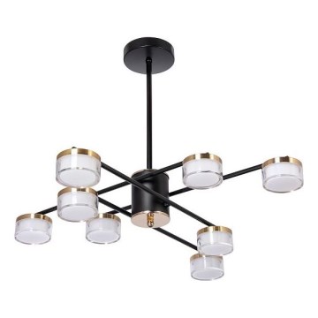 Lustră LED pe tijă 8xLED/6W/230V 3000-6500K d. 68 cm auriu/negru
