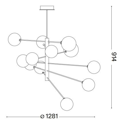 Lustră LED pe tijă Ideal Lux EQUINOXE 12xG4/2W/230V d. 128,1 cm alamă/fumuriu