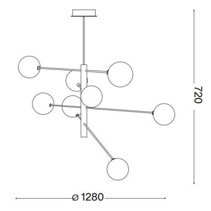 Lustră LED pe tijă Ideal Lux EQUINOXE 8xG4/2W/230V d. 128 cm crom lucios/fumuriu