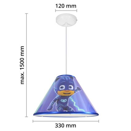 Lustră LED pentru copii PJ MASK, suspendată pe cablu, 1xE27/40W/230V