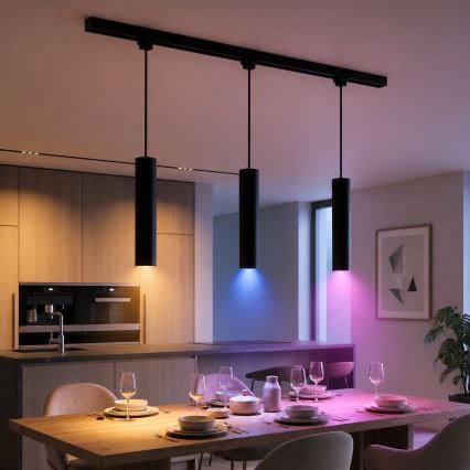 Philips - Lampă suspendată LED RGBW dimabilă, cu cablu, pentru sistem pe șină EASYLINK HUE 3xGU10/4,7W/230V 2200-6500K 1m negru + Hue bridge