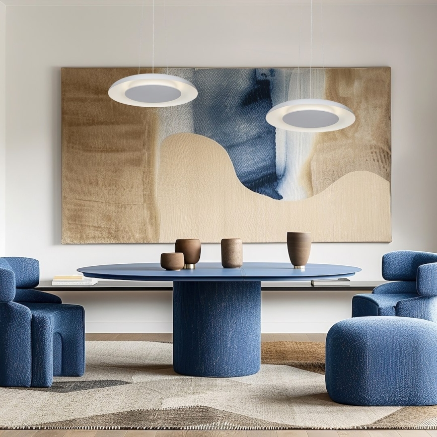 Lustră LED PIATTINO, suspendată pe cablu, 30W, 230V, 2700/3200/4000K, Ø 40 cm, albă