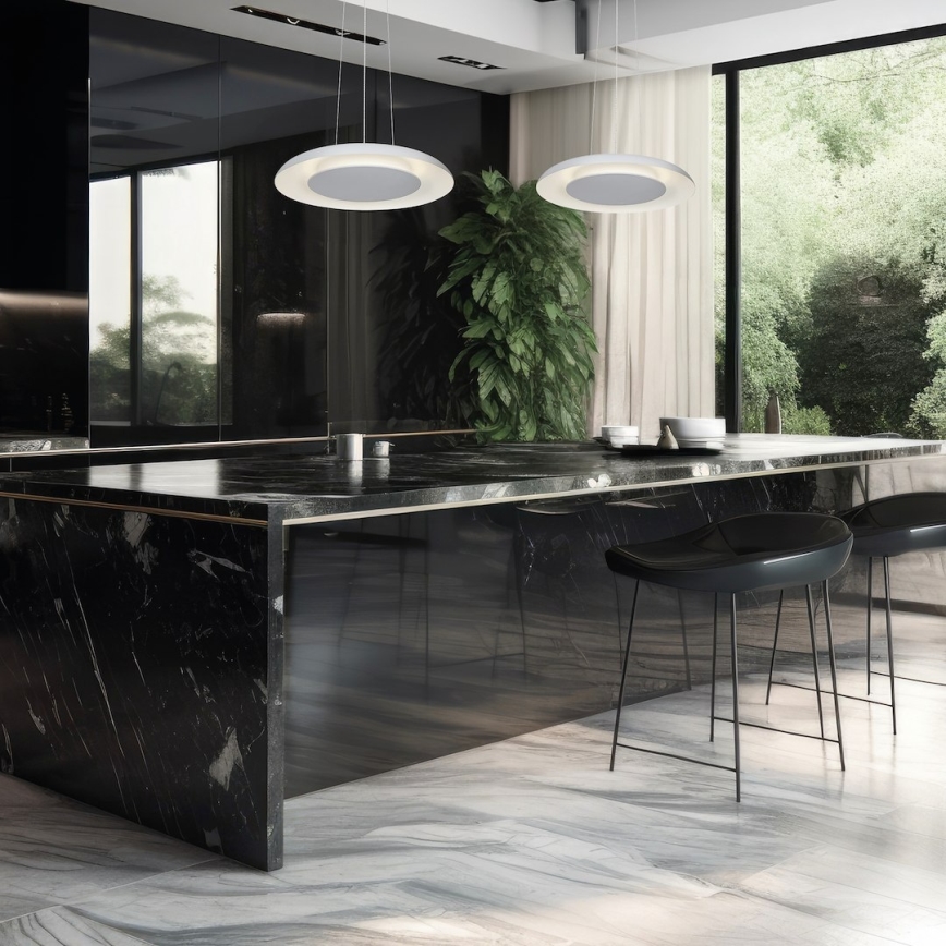 Lustră LED PIATTINO, suspendată pe cablu, 30W, 230V, 2700/3200/4000K, Ø 40 cm, albă