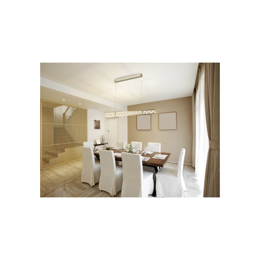 Lustră cu cristale suspendată pe cablu ENRIQUE, LED reglabil 20W, 230V, 3000–6000K, telecomandă inclusă