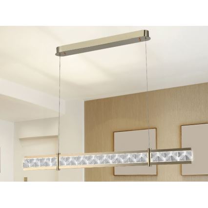 Lustră cu cristale suspendată pe cablu ENRIQUE, LED reglabil 20W, 230V, 3000–6000K, telecomandă inclusă