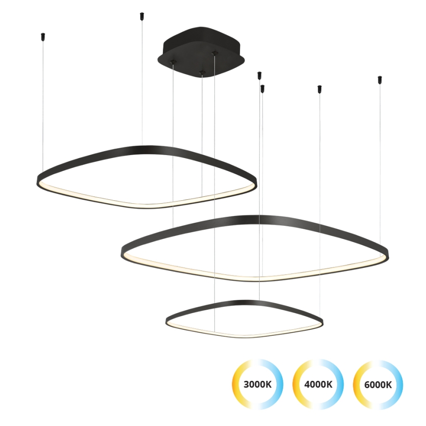 Lustră LED dimabilă suspendată pe cablu LORENZO LED/70W/230V 3000/4000/6000K negru + telecomandă