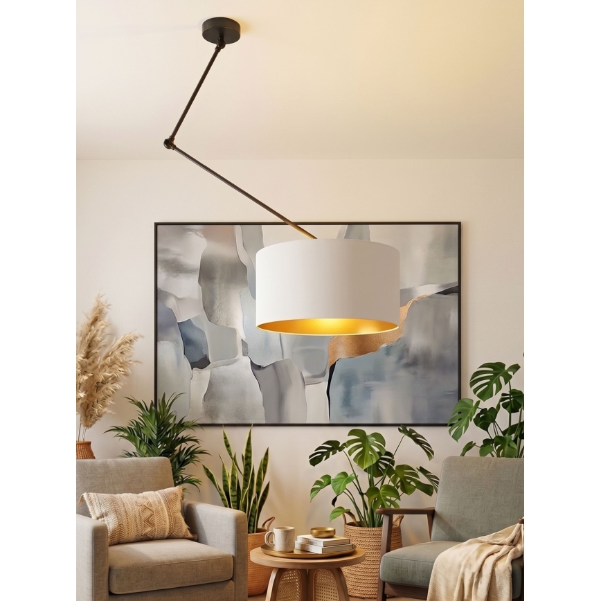 Lustră LED reglabilă pe tijă GORTA 1xE27/60W/230V alb/auriu
