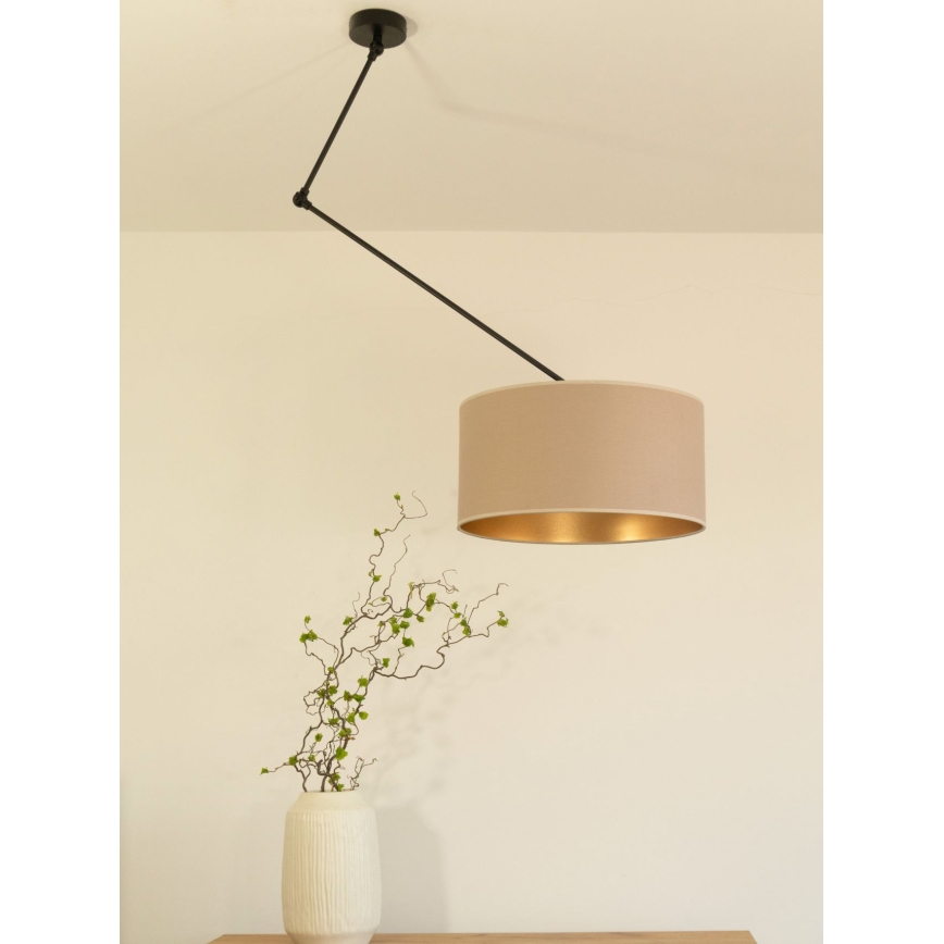 Lustră LED reglabilă pe tijă GORTA 1xE27/60W/230V bej/auriu