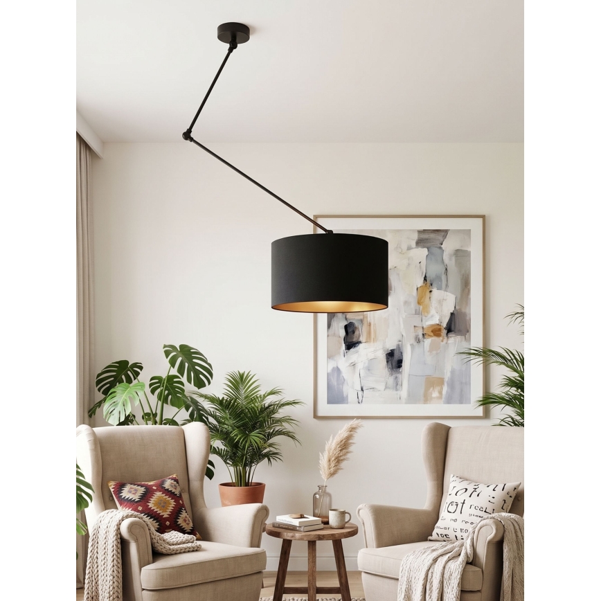 Lustră LED reglabilă pe tijă GORTA 1xE27/60W/230V negru/auriu