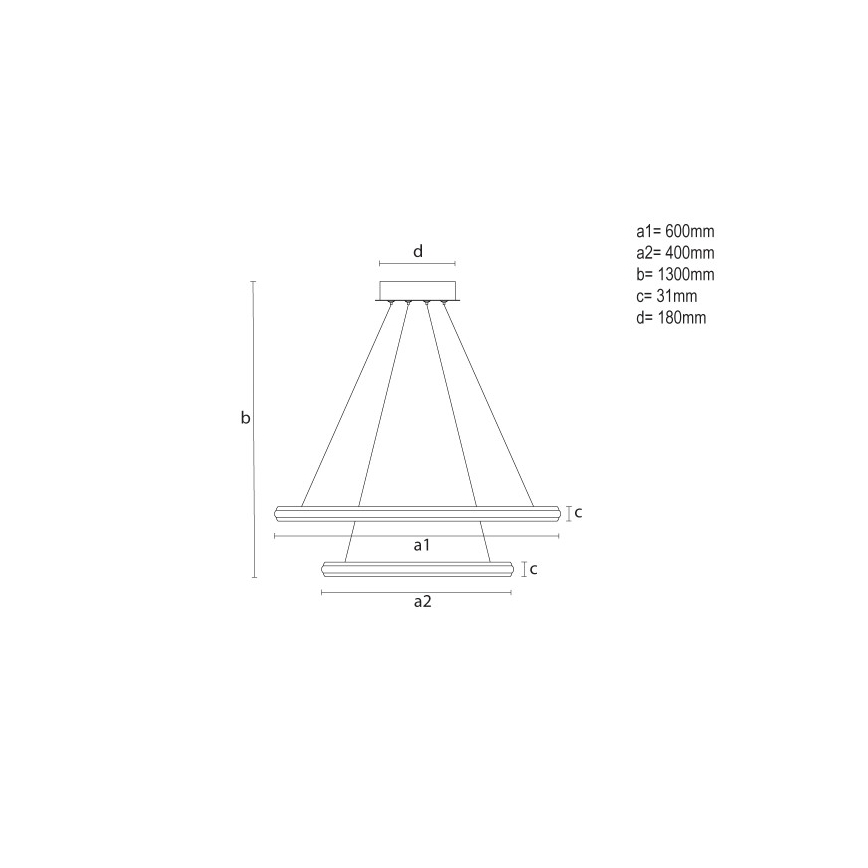 Lustră LED reglabilă suspendată pe cablu, 90W/230V, 3000-6500K, Ø 60 cm + telecomandă