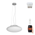 Lustră LED RGB pe cablu dimabilă ELIPTICO 3xE27/8,5W/100-240V Immax NEO 07055L + telecomandă Tuya