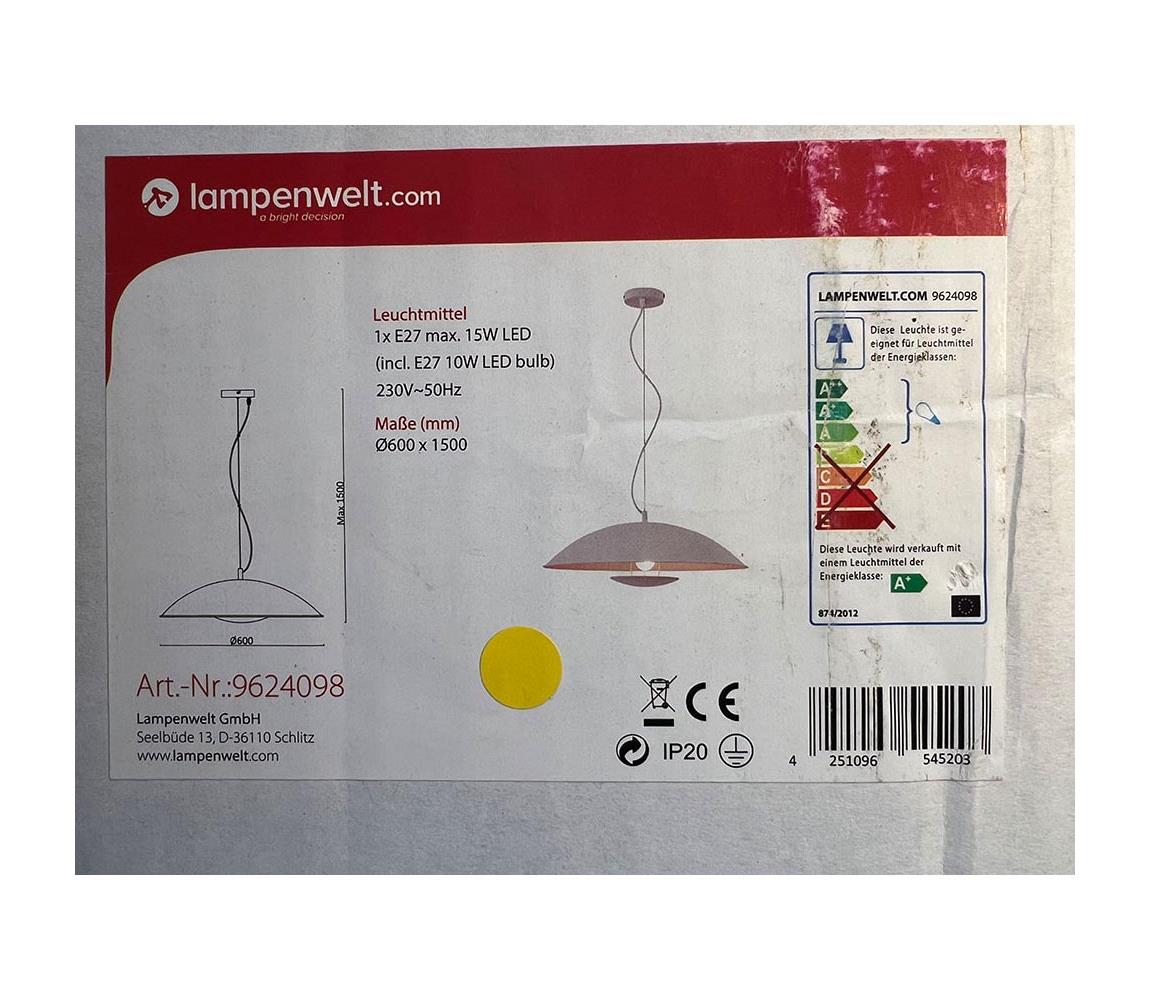 Lustră LED RGBW dimabilă pe cablu ARTHUR 1xE27/10W/230V Wi-Fi Lampenwelt