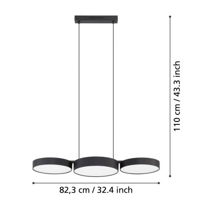 Plafonieră LED RGBW dimabilă Eglo 3xLED/7,5W/230V 2700-6500K negru