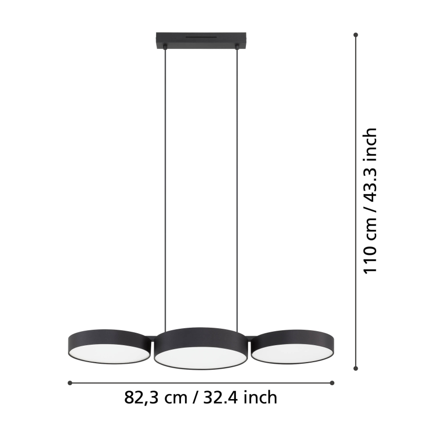 Plafonieră LED RGBW dimabilă Eglo 3xLED/7,5W/230V 2700-6500K negru