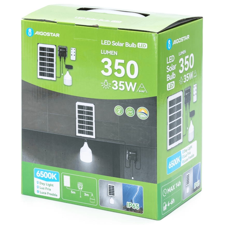 Lustră LED solară Aigostar LED/35W/12V 3000 mAh 6500K d. 10 cm + telecomandă