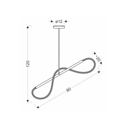 Lustră LED SUPREME suspendată pe cablu, 18 W, 230 V, 80 cm, auriu