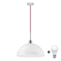 Lustră LED suspendată pe cablu, 1x E27, 60 W, 230 V, alb/roșu