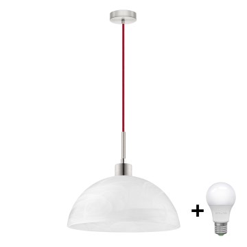 Lustră LED suspendată pe cablu, 1x E27, 60 W, 230 V, alb/roșu