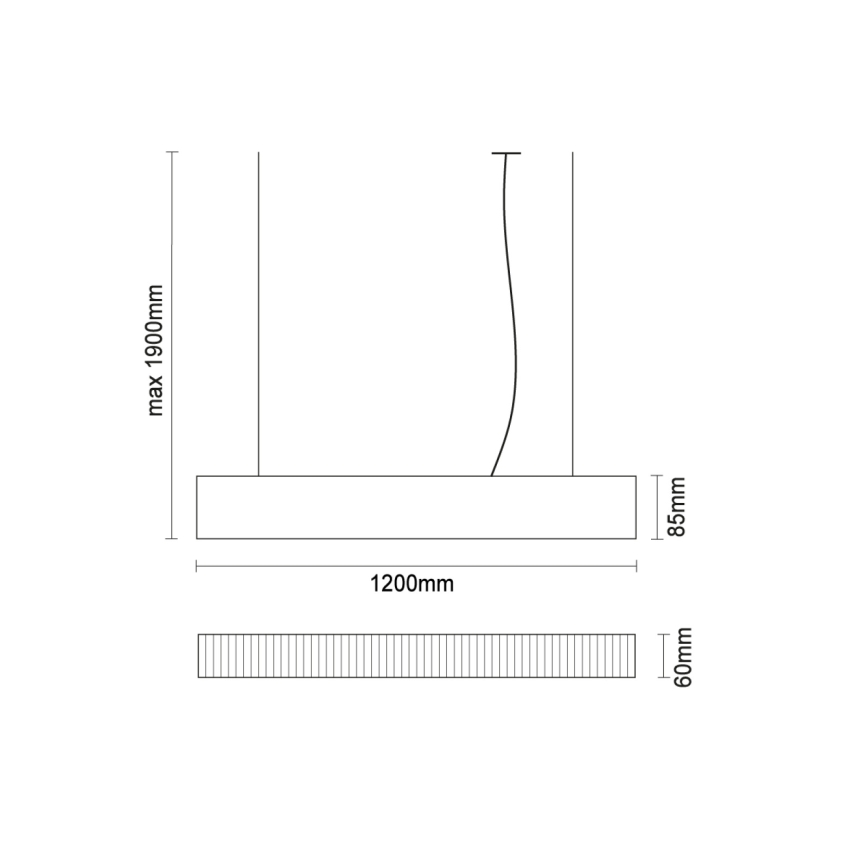 Lustră LED suspendată pe cablu, 55 W, 230 V, 3000/4000/6500 K, 120 cm, negru