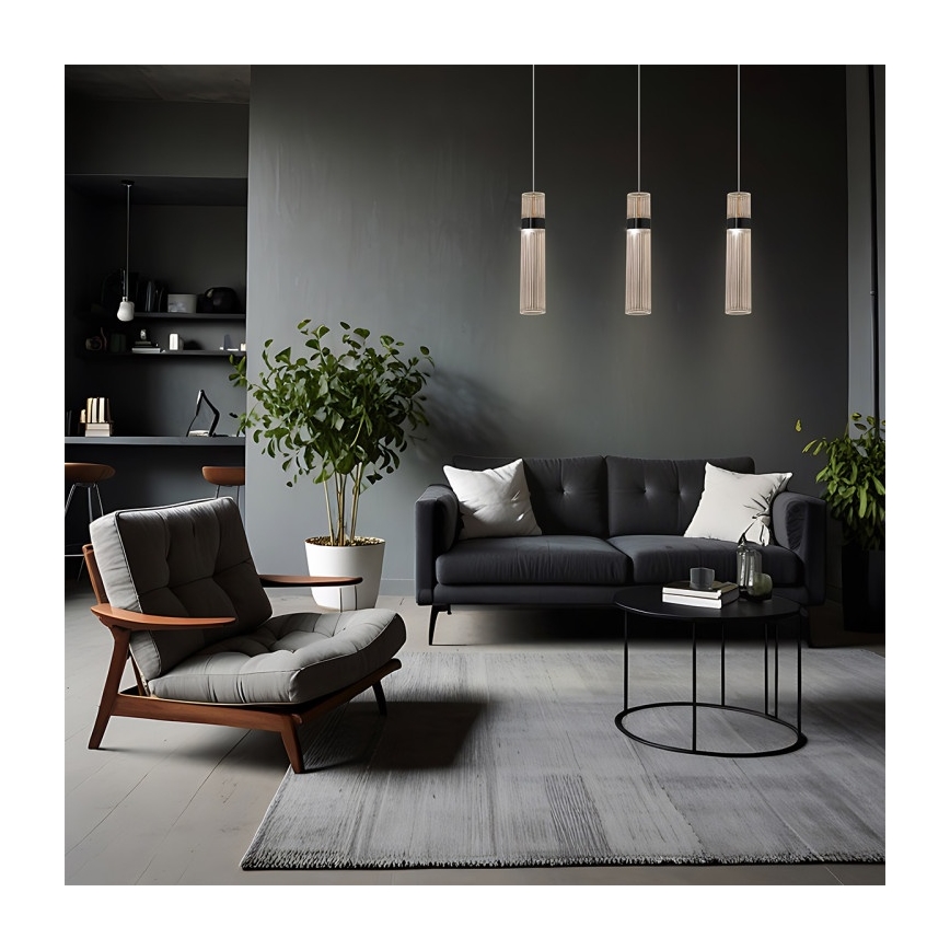 Lustră LED suspendată pe cablu AMBIENTE, 6 W, 230 V, 3000/4000/6000 K, negru