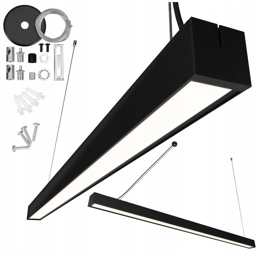 Lustră LED suspendată pe cablu/aplicată 44W/230V 6000K 120 cm neagră