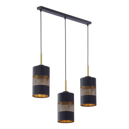 Lustră LED suspendată pe cablu BOGART 3xE27/15W/230V negru/auriu