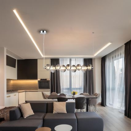 Lustră LED suspendată pe cablu BOLLA LED/32W/230V, crom lucios/gri fumuriu